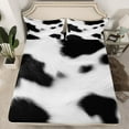 thumbnail image 2 of Castle Fairy Cow Print 3pcs Twin Sheet Sets,Black White Twin Fitted Sheet,Rustic Animal Breathable Flat Sheet,Luxury Teens Bedroom Decor, 2 of 7