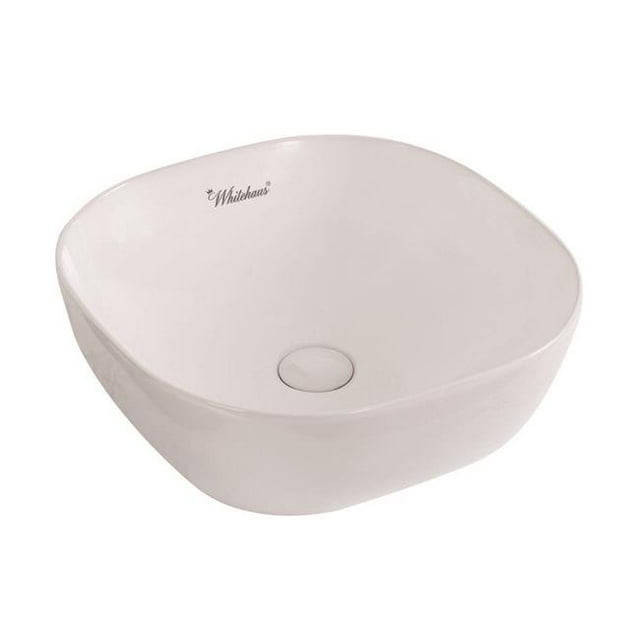 Whitehaus Collection WH71301 Isabella Plus Collection Carré au-Dessus du Bassin de Montage avec Drain Central - Blanc Classique