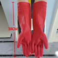 thumbnail image 3 of FNGZ 2 Pairs Reusable Household Gloves Rubber Dishwashing Gloves Extra Thick Long Sleeves Kitchen Cleaning Working Painting Gardening Pet Care Oven Hand Socks, Two Pairs of Gloves, 3 of 6