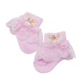 thumbnail image 6 of 2 Pairs Baby Lace Socks Girls' Ruffle Socks Newborn Infants Socks Princess Frilly Socks Lace Cotton Socks for Baby Girls 0-1Y, 6 of 6
