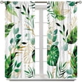thumbnail image 3 of Green Palm Tree Leaves Curtains,Summer Green Gold Plant Botanical Rod Pocket Window Treatment Drapes,Boho Botanical Leaf Curtains 84x84in, 3 of 8