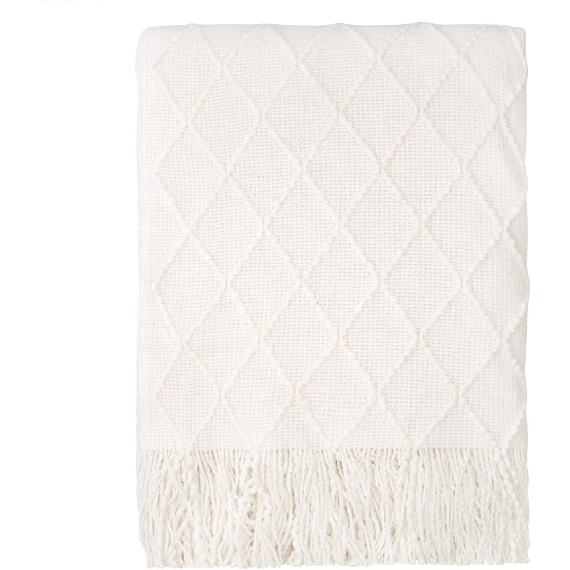 Saydy Knitted Throw Blankets For Couch Sofa And Bed Lightweight Soft Knit Blanket With Tassel Decorative Cozy Farmhouse Throw Blankets For Women An
