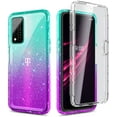 thumbnail image 5 of Nagebee Phone Case Compatible for T-Mobile REVVL V+ Plus 5G with [Built-in Screen Protector], Full-Body Shockproof Protective Bumper Cover Impact Resist Durable Case (Glitter Aqua/Purple), 5 of 5
