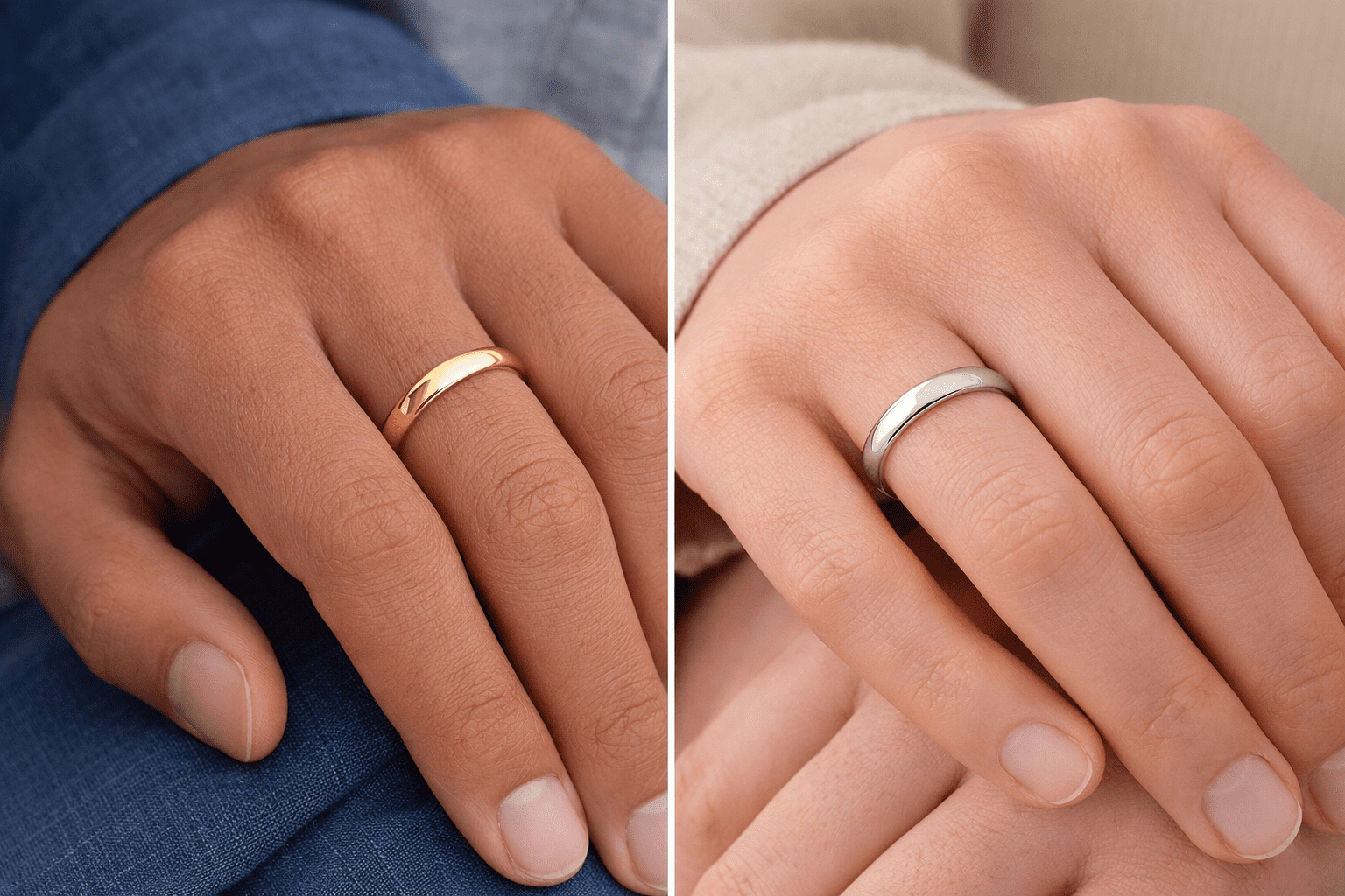 Aone Jewelry 10K Gold Women's Ring & Men's Wedding Band – White & Yellow Gold Classic Fit Band 3mm 4mm 5mm 6mm, Unisex Wedding Rings for Women & Men, Size: 6