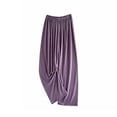 thumbnail image 4 of SHTXOZHI Breathable Pants for Girls Elastic Waist Loose Lightweight Loungewear Soft Solid Color Wide Leg Pants, 4 of 7
