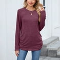 thumbnail image 6 of ClodeEU Women's Long Sleeve Crew Neck Shirts,Fall Slim Fit Tunic Casual Basic Tee Wine,Womens Plus XL, 6 of 8