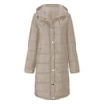 thumbnail image 4 of ZMHEGW Coats For Women Solid Color Hooded Solid Color Cardigan Long Single Cotton Fall Jackets, 4 of 5