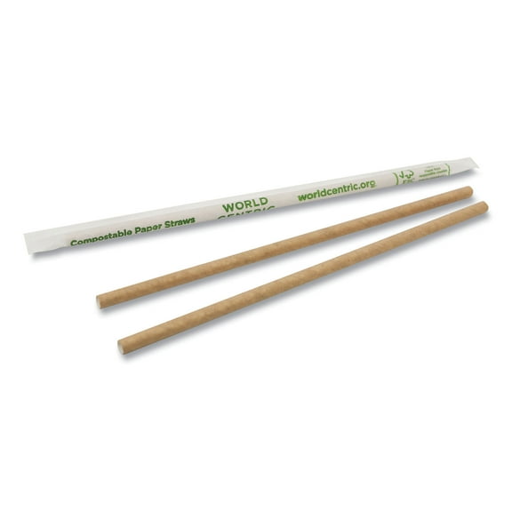 1Pc World Centric Sustainable Kraft Paper Straws, Wrapped, 8", Natural, 6,000/Carton (STPA8WK)G7