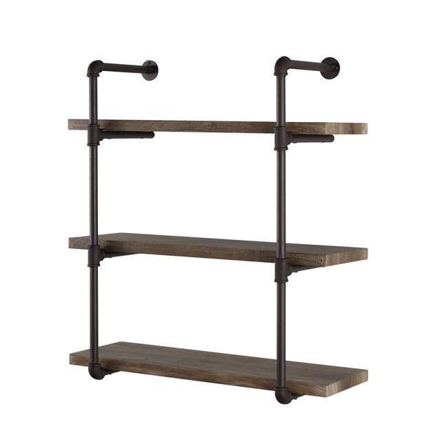Danya B. Three Tier Industrial Pipe Wall Shelf