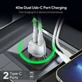 thumbnail image 6 of Esoulk 40W PD Dual Type-C USB Ports, Fast Charging Car Charger with Glass Screen Protector for iPhone 15 Pro Max - White, 6 of 9