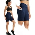 thumbnail image 6 of NELEUS Womens V Cross Waist Spandex Shorts for Yoga Athletic Bike with Pockets,Black+Gray+Dark Navy Blue,US Size 2XL, 6 of 8