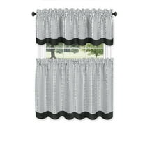 Achim Westport Window Curtain Tier Pair and Valance Set - 58x36 - Black/White