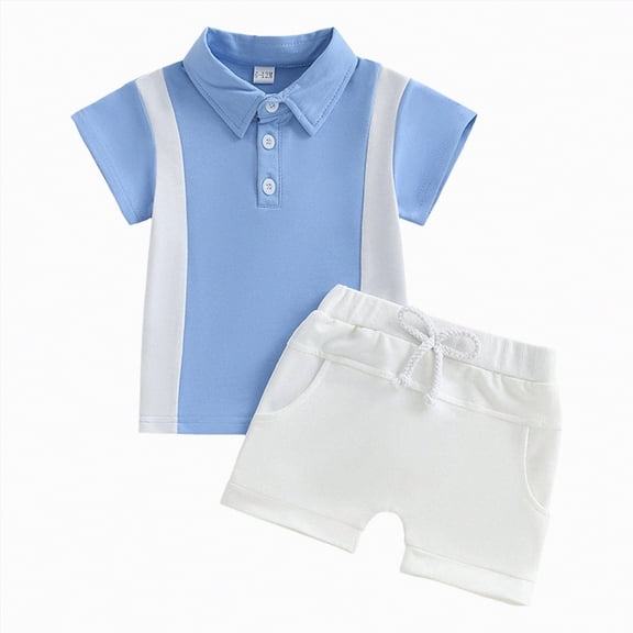 Teen Boy Clothes Toddler Boys Summer Outfit Sets Spring Color Block Print Short Sleeved Beach 3 6 12 18 24 Months 3T Tee & Shorts Set T-shirt Shorts Two Pieces