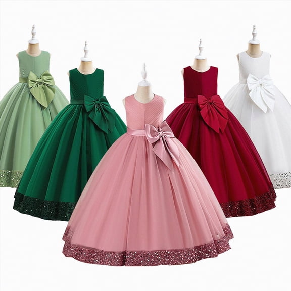 mgoYE Party Dress for Girls Flower Girl Dress for Wedding Tulle Floor Length Princess formal Prom Party Pageant Dance Ball Gown(Pink,14-15 Years)