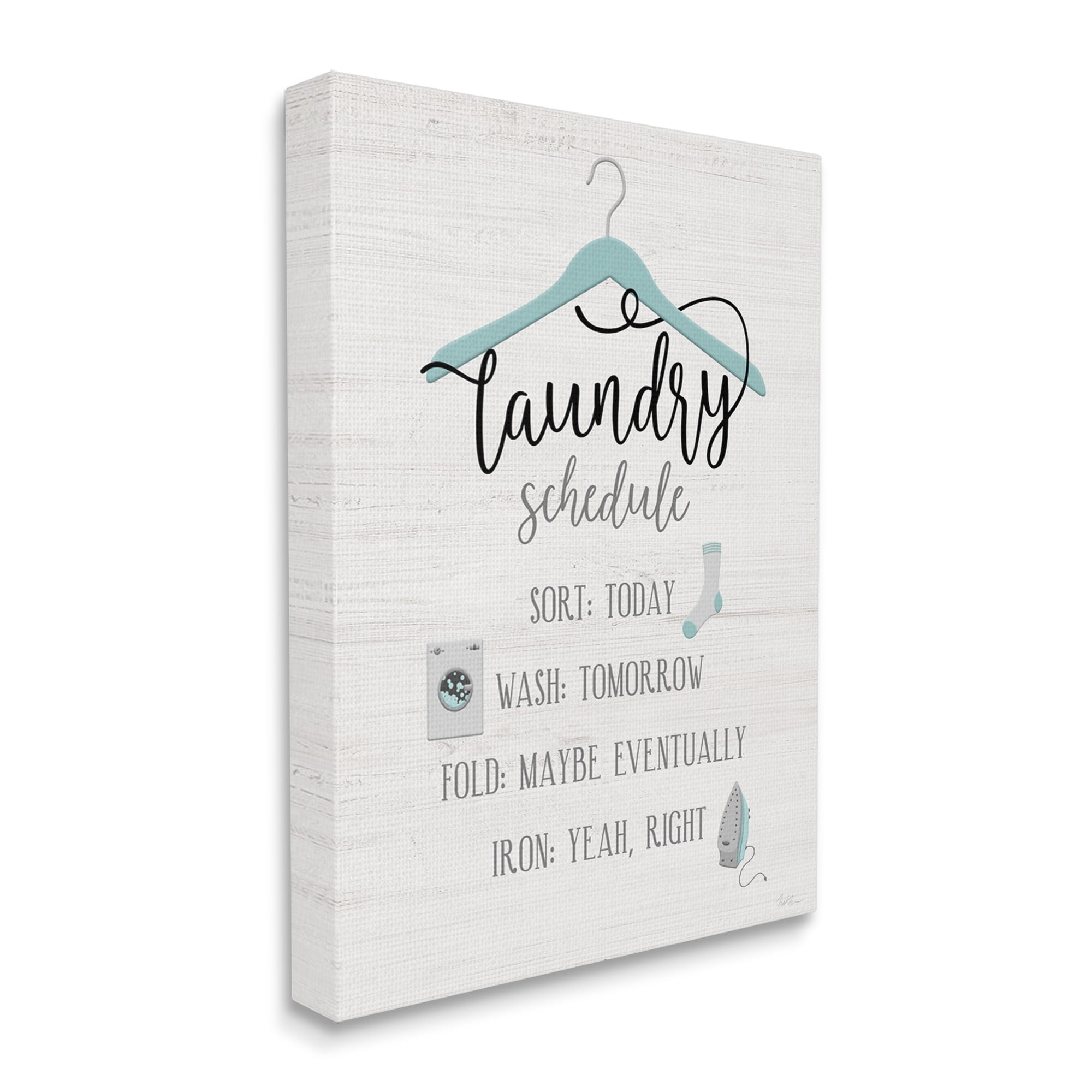 Stupell Industries Laundry Schedule Blue Clothes Hanger Sort Wash Fold, 24 x 30, Design by Natalie Carpentieri