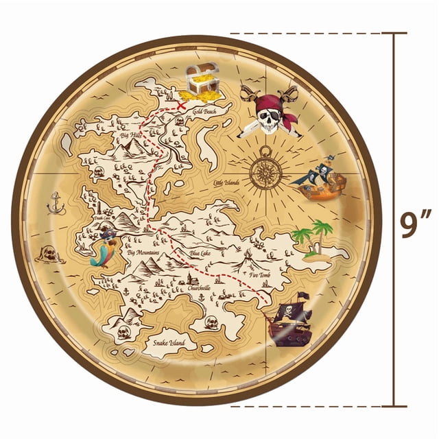 Pirate Birthday Party Decoration Supplies Disposable Tableware Set Pirate Treasure Map Backdrop Cup Birthday Party For Boys Kid