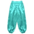 thumbnail image 6 of TiaoBug Girls Wide-Leg Bloomer Palazzo Pants Dancewear Belly Dance Bottoms Tribal Arabic Trousers Light Green 14, 6 of 7