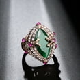 thumbnail image 2 of Womens Alloy Ring With Zircon Inlaid Emerald Bohemian Hollow Design Jewelry Gift For Her Size 7 8 Boho Sparkle, 2 of 5