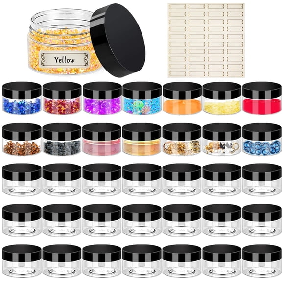 Frascos de plástico Hajoyful de 60 ml con tapas, 36 unidades, transparentes, 2 onzas