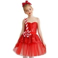thumbnail image 2 of TSSOE Kids Girls Shiny Sequins Christmas Dance Tutu Dress Xmas Party Dress Ups Santa Claus Clothes Red 8, 2 of 7
