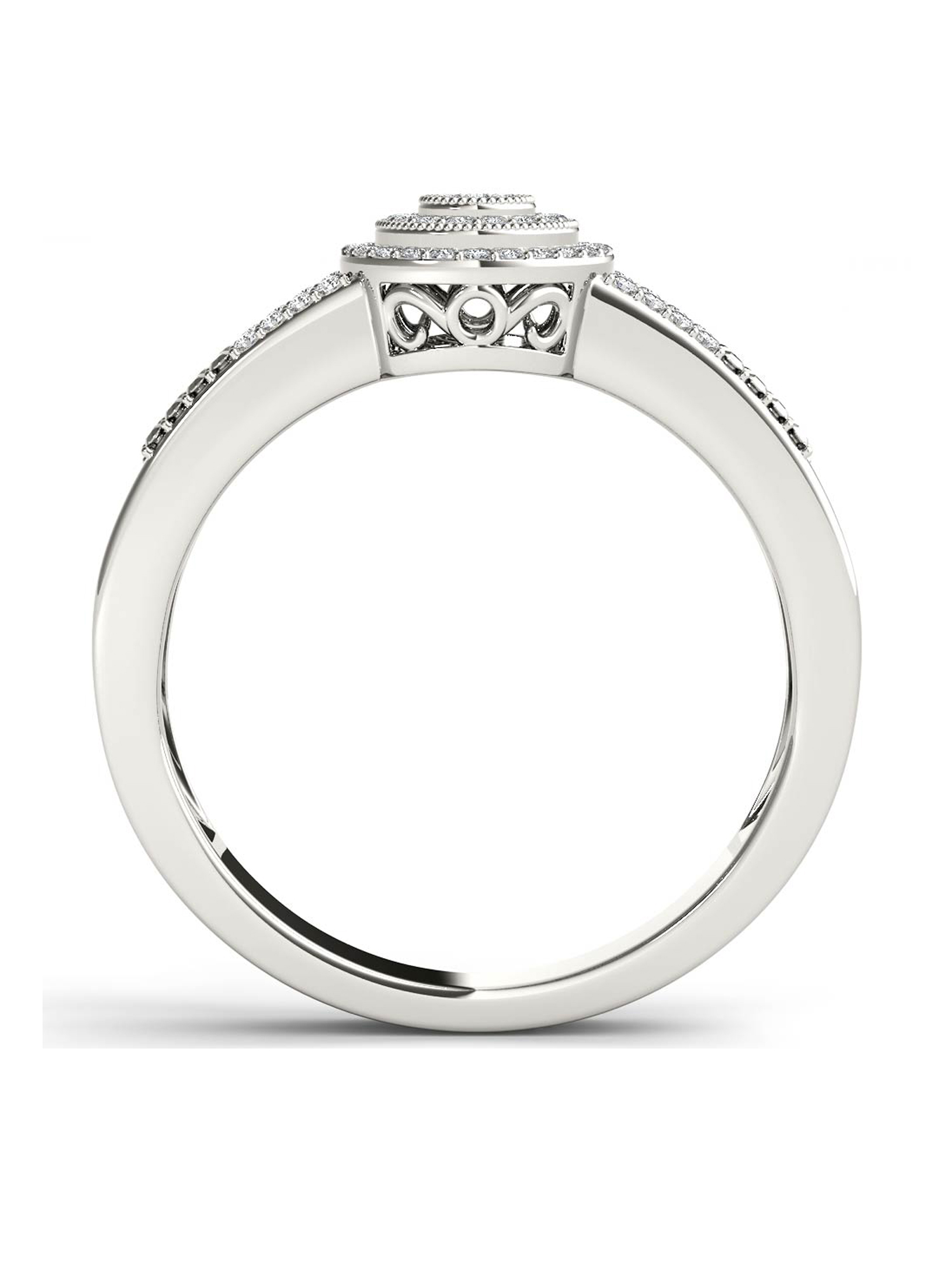 1/5 Carat T.W. Diamond Double Halo Cluster 10kt White Gold Engagement Ring