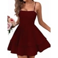 thumbnail image 3 of Women'S Backless Bow-Knot Tie Spaghetti Strap Mini Dress Club Party Dresses Wine Red #26 XS, 3 of 9