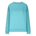 thumbnail image 5 of ManxiVoo Womens Soft Comfy Crewneck Sweatshirt Long Sleeve Loose Fit Pullover Top for Everyday Casual Wear L Size Sky Blue, 5 of 5