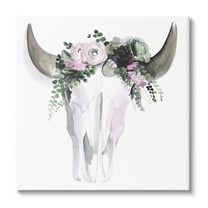Stupell Industries Boho Cattle Skull Floral Garland Animals & Insects Painting Gallery Wrapped Canvas Print Wall Art
