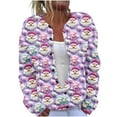 thumbnail image 2 of LOVZFMLL Cardigan pour Femmes Décontracté Imprimé de Noël Cardigan Tricoté Veste à Boutons, 2 of 5