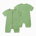 thumbnail image 2 of KPOPLK Newborn Unisex Jumpsuit Romper Soft Bodysuit One-Piece Short Sleeve Letter Print Clothes for 3M 6M 9M 12M 18M 24M Size 0-3 Months,Green, 2 of 4
