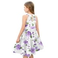 thumbnail image 4 of Abcomgle Girl's Summer Casual Dress Casual Halter Neck Sleeveless Midi Dress Floral Print A-line Sundresses Swing Loose Dresses 9-10 Years,Light Purple, 4 of 7