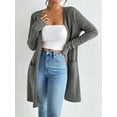 thumbnail image 6 of Cardigan Sweaters for Women Open Front Cardigan Casual Loose Fall Sweater with Pockets Gray L, 6 of 9