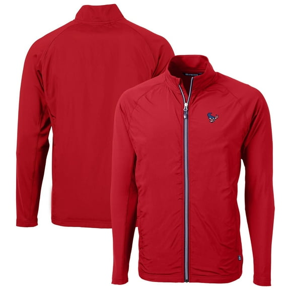 Men's Cutter & Buck Red Houston Texans Big & Tall Adapt Eco Knit Hybrid Recycled Full-Zip Jacket