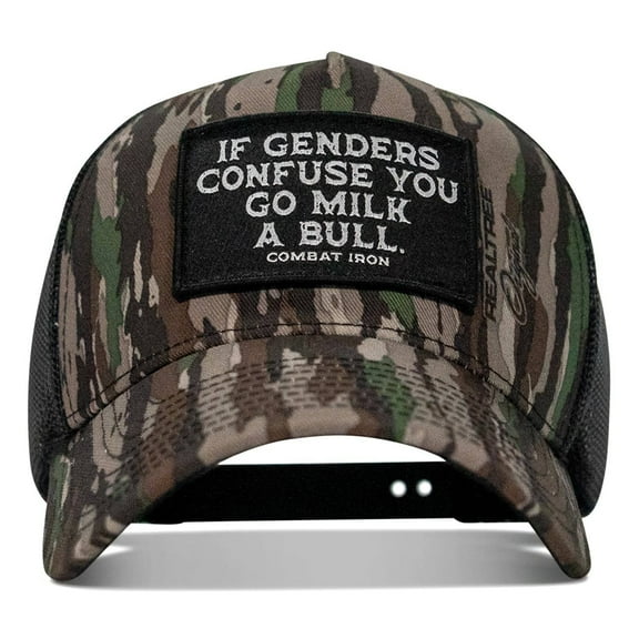 If Genders Confuse You, Go Milk A Bull Patch Snapback Hat Realtree Original Camo