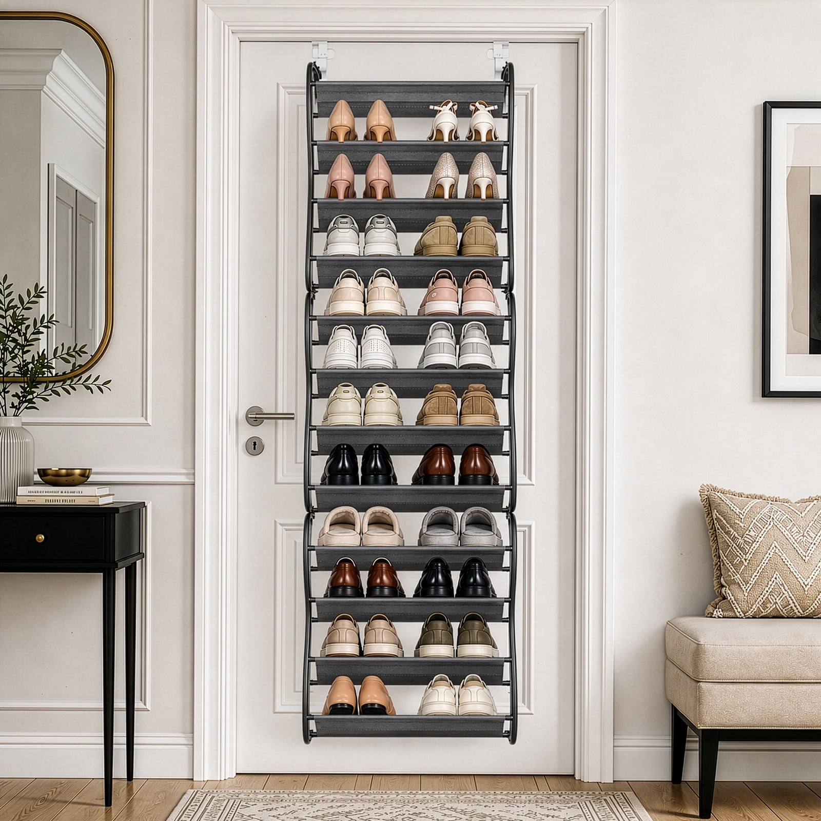 Astoutdoor 12-Tier Hanging Door Shoe Rack, Grey, 19.68 x 6.69 x 71.26 in