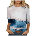 thumbnail image 1 of Leutsin T-Shirts Décontractés pour Femmes à Imprimé de Printemps, Manches Mi-Longues, Col Ras du Cou, 1 of 5