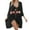 Black, variant on Women's Swimsuit Cover Ups Floral Patchwork Tie Front Ruffle Hem Sun Protection Jacket Floral Print Beach Cover Up