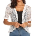thumbnail image 7 of Blmnix Spring Jackets Womens Jacket Convertible Lace lnsert Pull-On Womens Summer Jacket Coat Short Sleeve Cocoon White Jackets for Women Trendy, 7 of 7