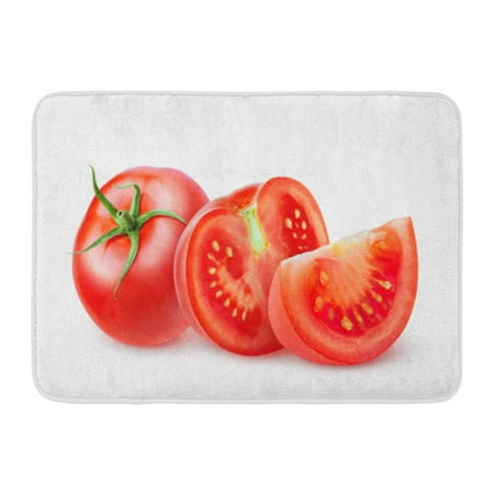 GODPOK Fruit Red Slice Tomato Pieces of Cut Fresh Over White with Clipping Path Wedge Vegetable Rug Doormat Bath Mat 23.6x15.7 (Best Way To Store Cut Tomatoes)