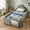 Grey, variant on Twin Size Upholstered Platform Bed with Rabbit Ear Headboard, Kids Floor Bed with Storage Pocket & Safety Guardrail, No Box Spring Required