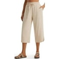 thumbnail image 5 of WQD Women's Capri Pants High Waisted Linen Wide Leg Trousers Summer Casual Palazzo Work Pants with Pockets, 5 of 7
