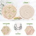 thumbnail image 4 of Yayeee 6 PCS Drink Coasters with Holder Set Woven Absorbent Round Tabletop Hot Pad, Pastel Pink Geometric, 4 of 7