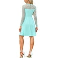 thumbnail image 3 of INSPIRE CHIC Women's Dress Heart Mesh Sheer Long Sleeve Gothic Cocktail Party Mini Dress XL Light Green, 3 of 5
