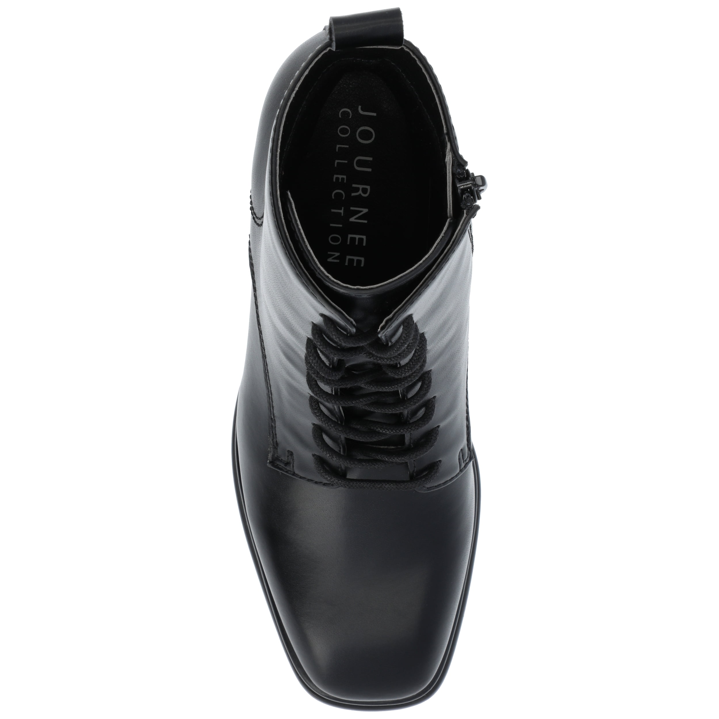 Journee Womens Kalindi Lace Up and Zip Entry Square Toe Booties, Widths Available