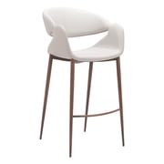 Limay Barstool Beige & Walnut Barstool, Modern Style, Plush and durable faux leather fabric, Steel, Indoor Bar