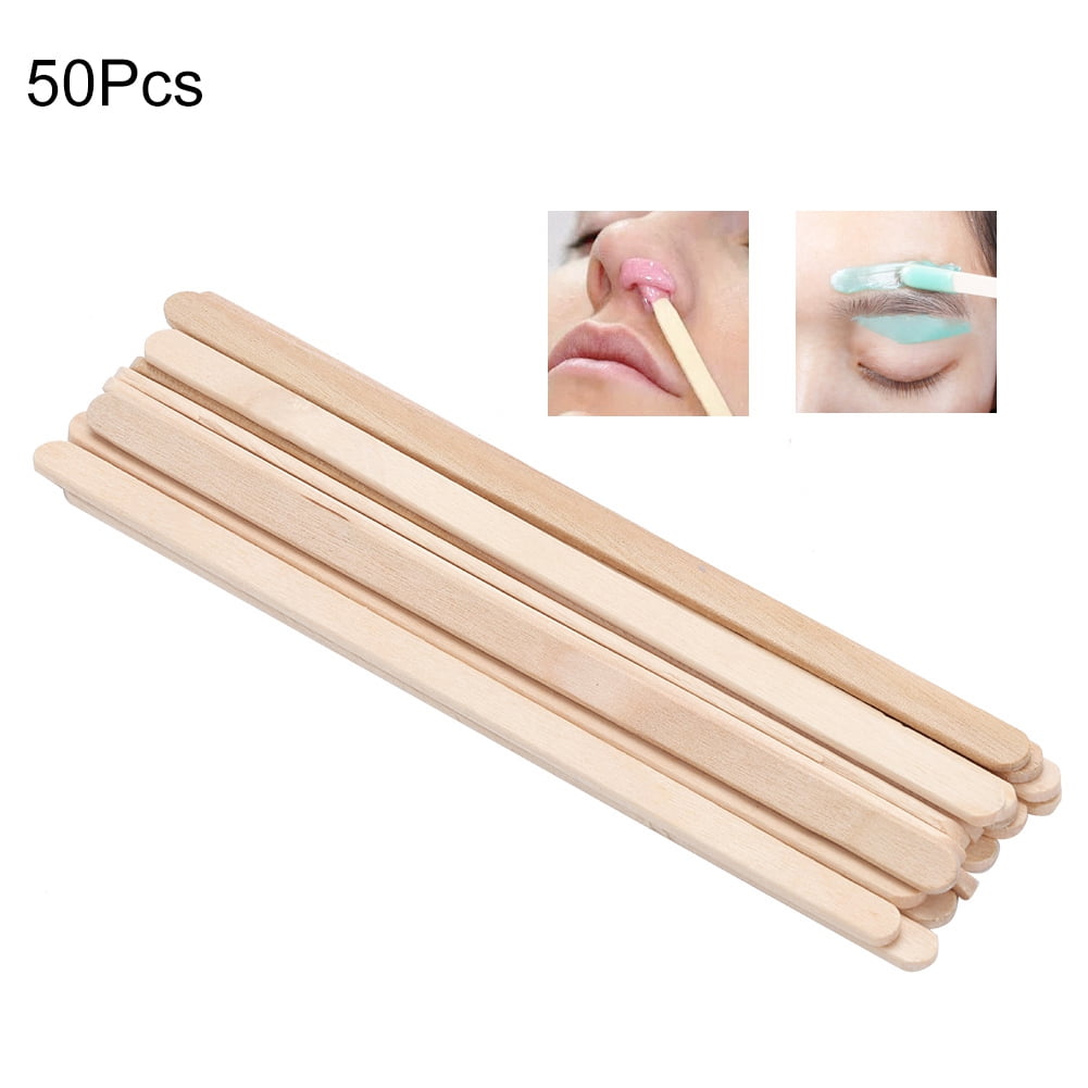 FAGINEY Wood Wax Stick,Wax Stick,50Pcs Disposable Wooden Depilatory Wax Applicator Stick Spatula Hair Removal Tools