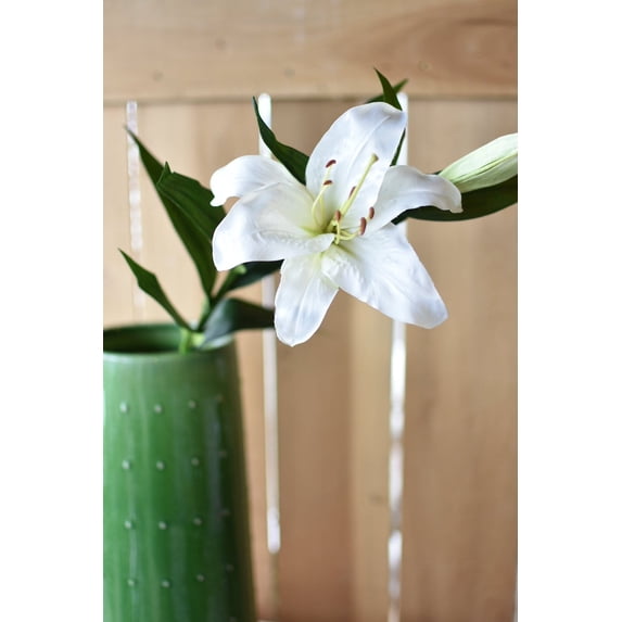 35" Faux White Lily Stem