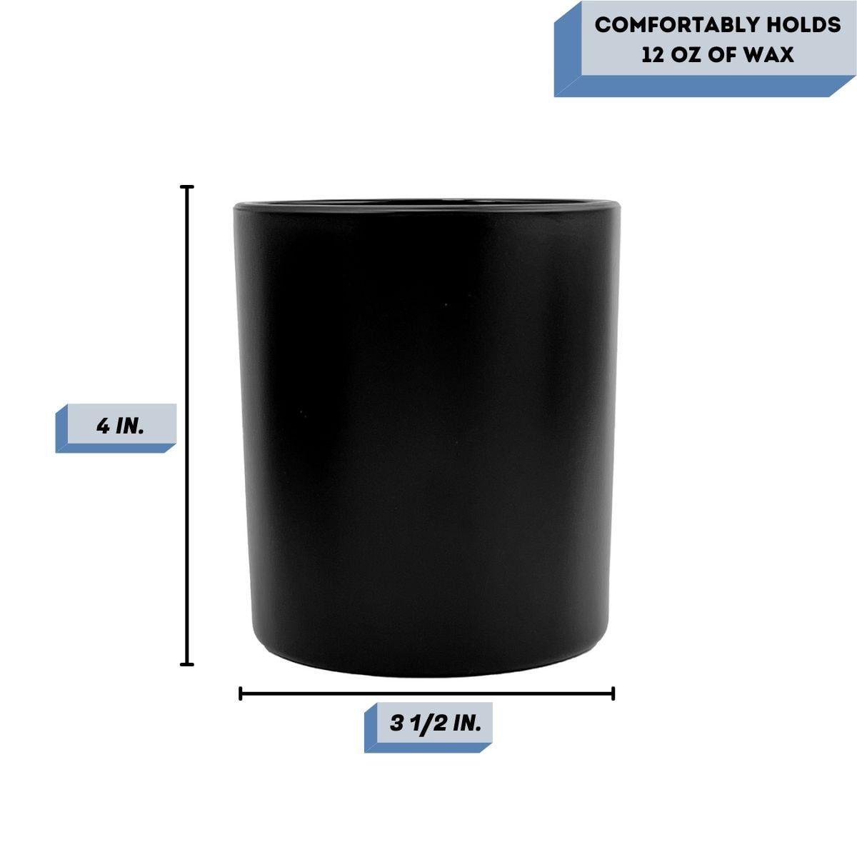 14 oz. Havana Matte Black Empty Candle making Jar candle vessels for DIY candle-making projects (Box of 12) FREE SHIPPING