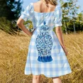 thumbnail image 4 of Pot de Gingembre Bleu et Blanc avec Vichy Robe Sans Manches Robe Élégante, 4 of 5