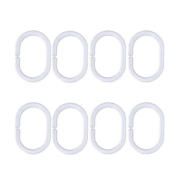 HEMOTON 60pcs C-shaped Shower Curtain Hooks Transparent Bath Drape Loop Rustproof Plastic Rings Glide Rings Hanger (12pcs A Box)